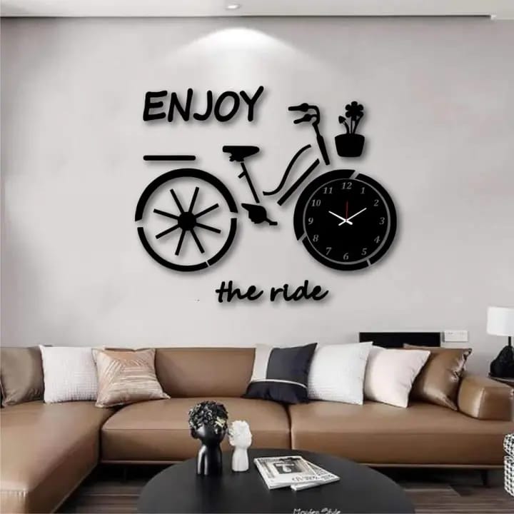 Bicycle Compressed Wooden Wall Clock